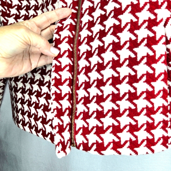 Talbots Red Wool Houndstooth Moto Jacket. Size 8 - Picture 5 of 15